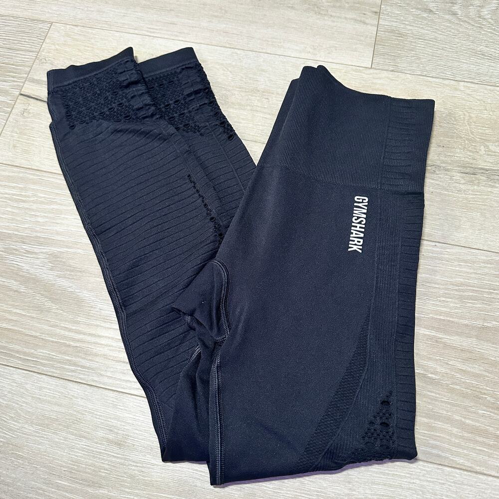 Gymshark Size S Vital Seamless Eyelet Detailing Black Training Workout Legging
